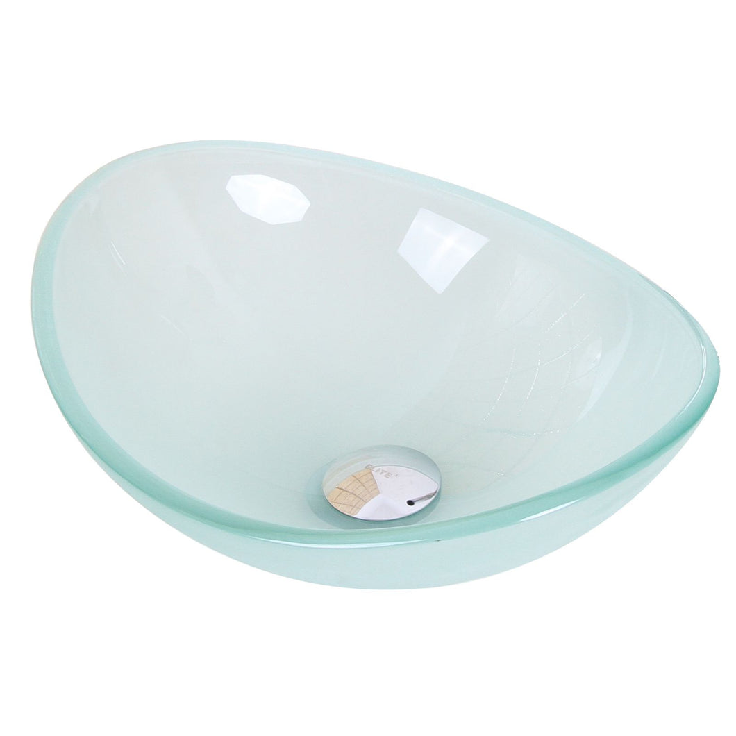 ELITE Unique Oval Frosted Tempered Glass Bathroom Sink 1416