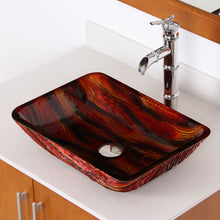 Load image into Gallery viewer, ELITE  Lava Rectangle Tempered Glass Bathroom Vessel Sink 1419
