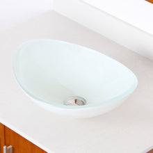 Load image into Gallery viewer, ELITE White Oval Tempered Glass Bathroom Vessel Sink 1420
