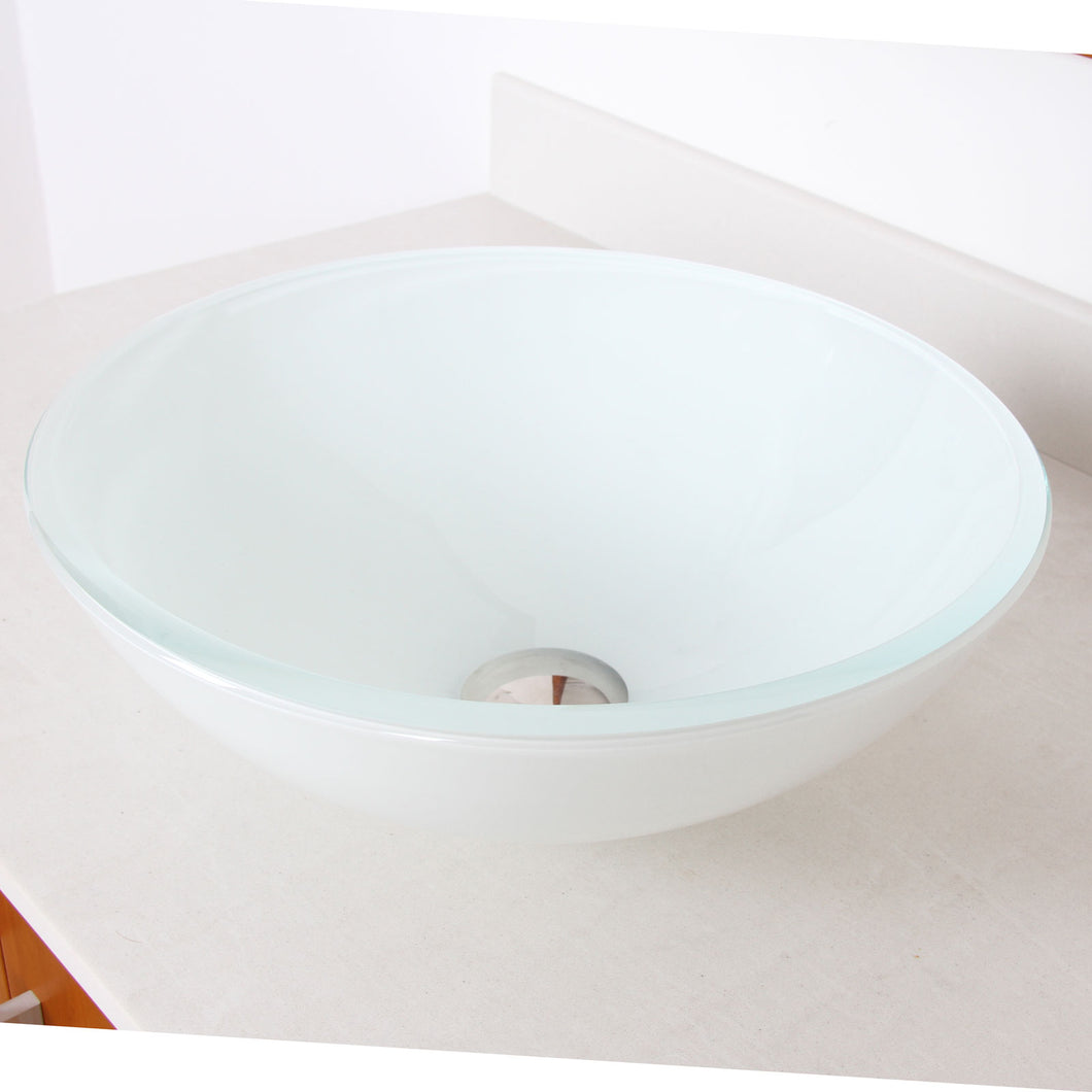 ELITE White Double Layer Tempered Glass Bathroom Vessel Sink 1421