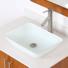 Load image into Gallery viewer, ELITE White Rectangle Tempered Glass Bathroom Vessel Sink 1422

