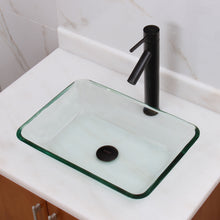 Load image into Gallery viewer, ELITE Rectangle Transparent Tempered Glass Bathroom Vessel Sink 1503
