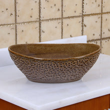 Load image into Gallery viewer, ELITE  Oval Coffee Brown Glaze Ceramic Bathroom Vessel Sink 1551
