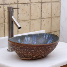 Load image into Gallery viewer, ELITE  Oval Brown Cloud Glaze Porcelain Bathroom Vessel Sink 1553
