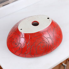 Load image into Gallery viewer, ELITE  Oval Red Rose Porcelain Bathroom Vessel Sink 1557
