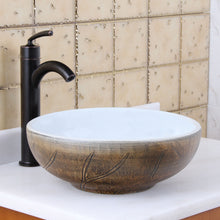 Load image into Gallery viewer, ELITE  Round Autumn Leave And White Porcelain Vessel Sink 1576

