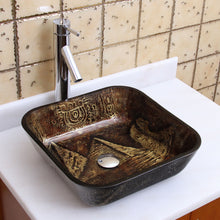 Load image into Gallery viewer, ELITE Unique Square Pyramid Pattern Tempered Glass Bathroom Vessel Sink 1607
