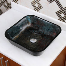 Load image into Gallery viewer, ELITE Square Volcanic Pattern Tempered Glass Bathroom Vessel Sink 1608
