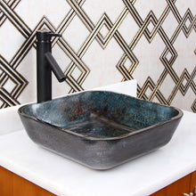 Load image into Gallery viewer, ELITE Square Volcanic Pattern Tempered Glass Bathroom Vessel Sink 1608
