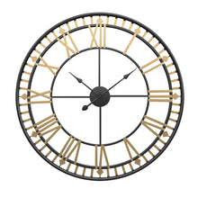 Load image into Gallery viewer, Jeezi Oversize Roman Numeral Modern Metal Wall Clock, Gold Finish with Black Hands (2 colors)
