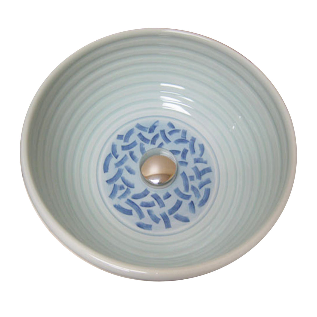 Rare Blue Textures Hand-Made Ceramic Vessel Sink L8022