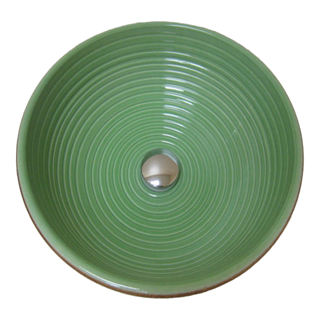 Unique Soft-Green Hand-Made Textures Ceramic Sink L8042