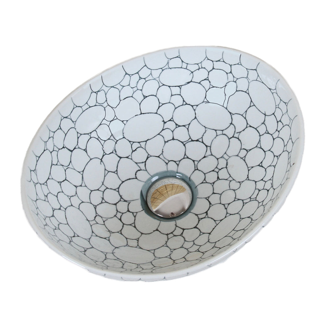 ELITE  Oval Cobblestone Pattern Ceramic Bathroom Vessel Sink 1558