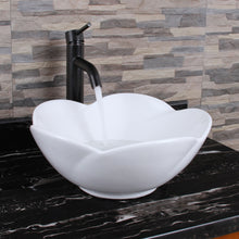 Load image into Gallery viewer, ELITE 301 Lotus Round Shape White Porcelain Ceramic Bathroom Vessel Sink &amp; F371023 Single Lever Faucet Combo

