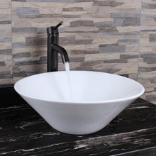 Load image into Gallery viewer, ELITE 303 Unique Funnel Shape White Porcelain Ceramic Bathroom Vessel Sink &amp; F371023 Single Lever Faucet Combo

