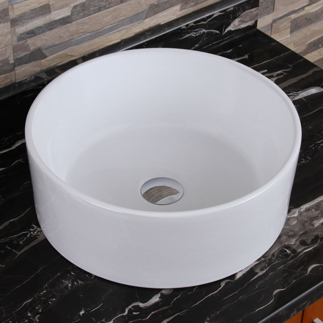 ELITE Round Shape White Porcelain Ceramic Bathroom Vessel Sink 304