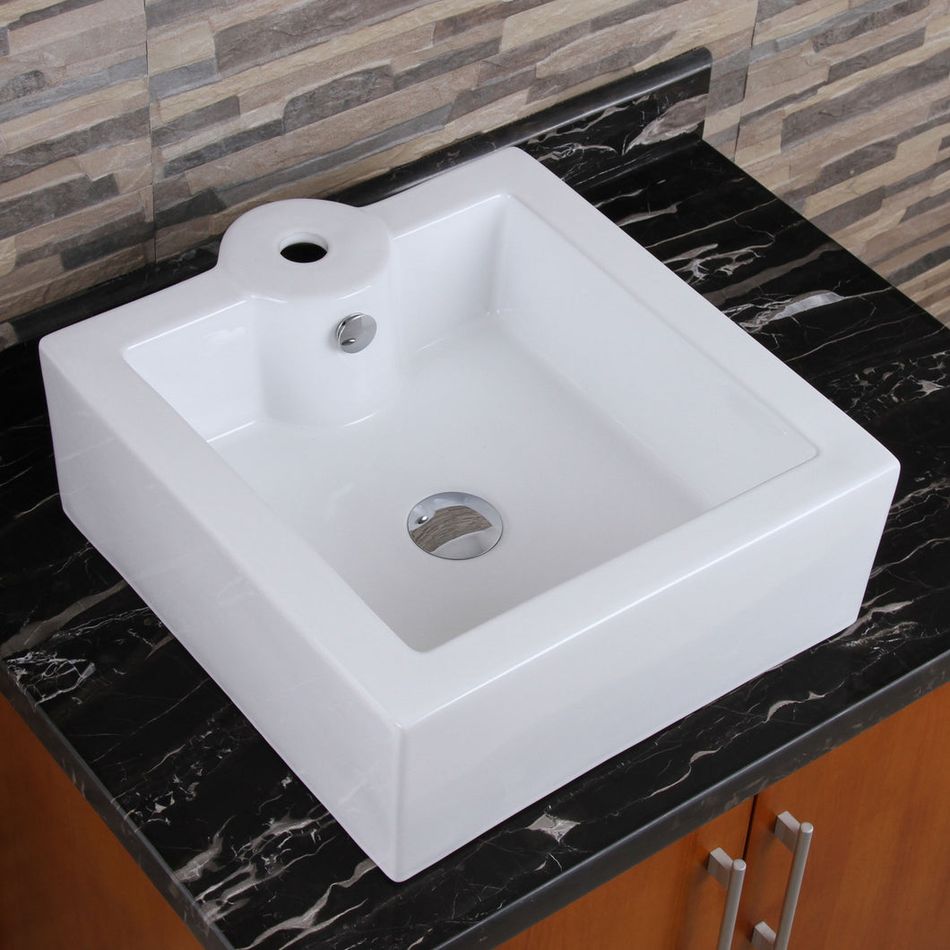 ELITE Unique Square Shape White Porcelain Ceramic Bathroom Vessel Sink 305