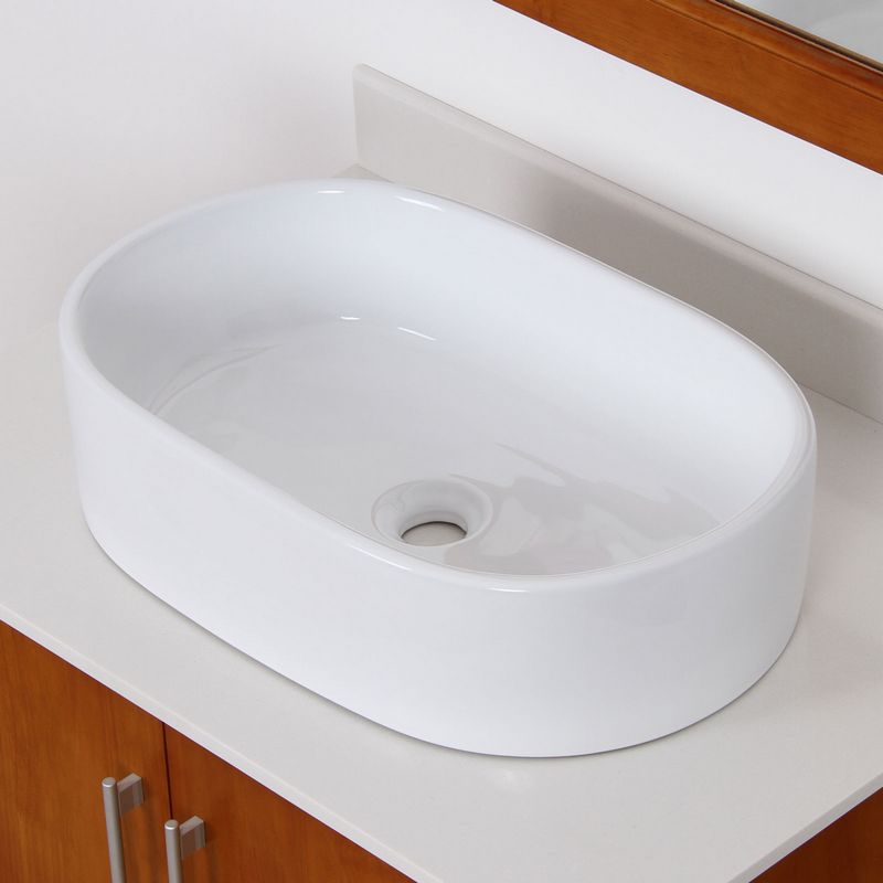 ELITE High Temperature Grade A Ceramic Bathroom Sink With Unique Oval Design 4352