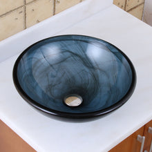 Load image into Gallery viewer, ELITE Blue Swirl Pattern Double Layers Tempered Bathroom Glass Vessel Sink 48N
