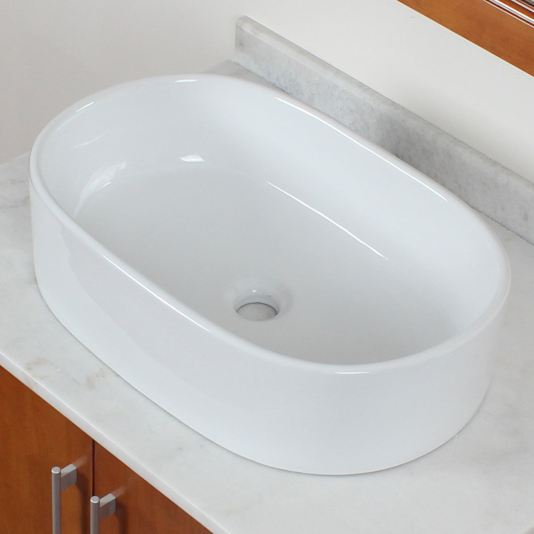 ELITE Oval Shape White Porcelain Ceramic Bathroom Vessel Sink 9675