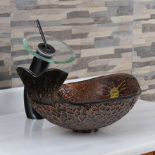 Load image into Gallery viewer, ELITE Atlantic Whale Pattern Tempered Glass Bathroom Vessel Sink

