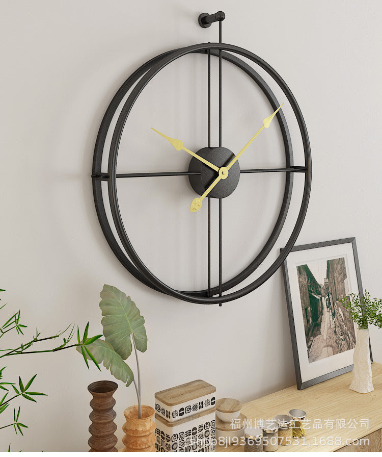 Jeezi oversize double ring wall clocks with gold hands for living room decor minimalism clock 32