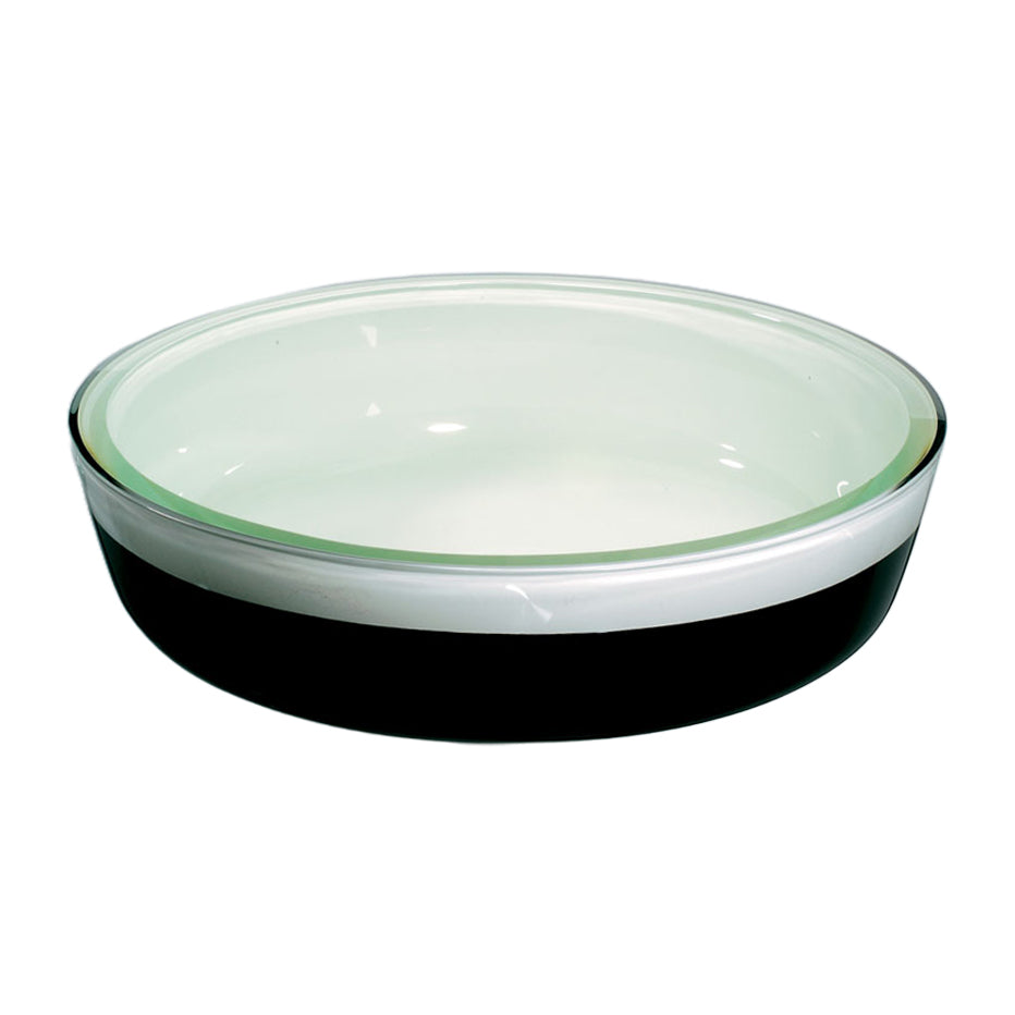 Stunning White-Black Double Layers Glass Sink with Flat Bas 124E