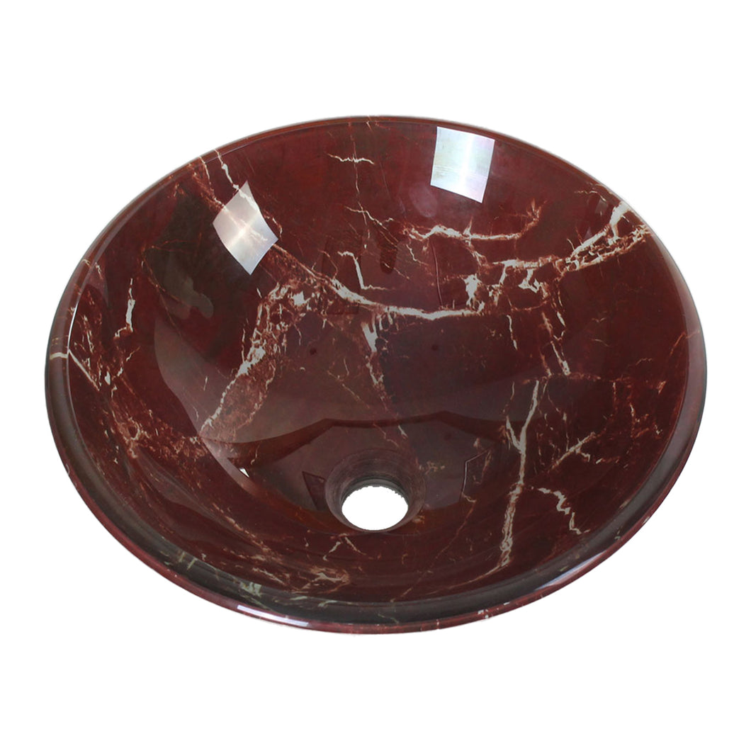 Bathroom Glass Vessel Sink w.Red Rock Pattern GD22B