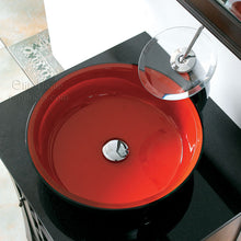 Load image into Gallery viewer, Stunning Red-Black Double Layers Glass Sink N63 with Flat Base
