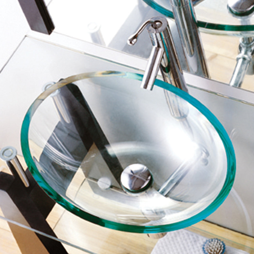 Oval Tempered Glass Lavatory Sink GD12