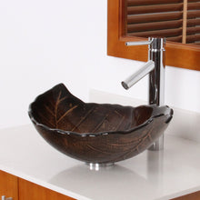 Load image into Gallery viewer, ELITE Fall Leaves Design Tempered Glass Bathroom Sink &amp; Single Lever Faucet Combo
