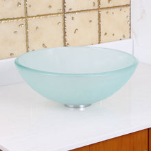 Load image into Gallery viewer, ELITE 14&quot; Small Clear Frosted Bathroom Glass Vessel Sink GD08S
