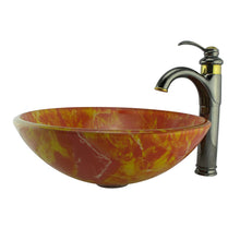 Load image into Gallery viewer, Double Layers Glass Sink with Orange Jewels Grain Pattern GD28
