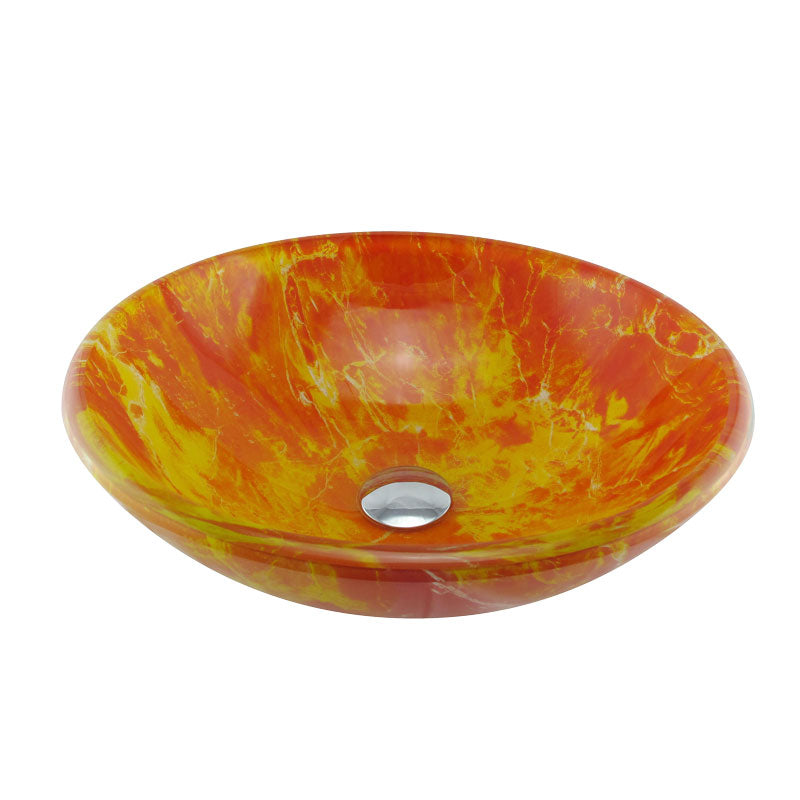 Double Layers Glass Sink with Orange Jewels Grain Pattern GD28