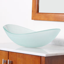 Load image into Gallery viewer, ELITE  Unique Oval Frosted Tempered Glass Bathroom Sink GD33F
