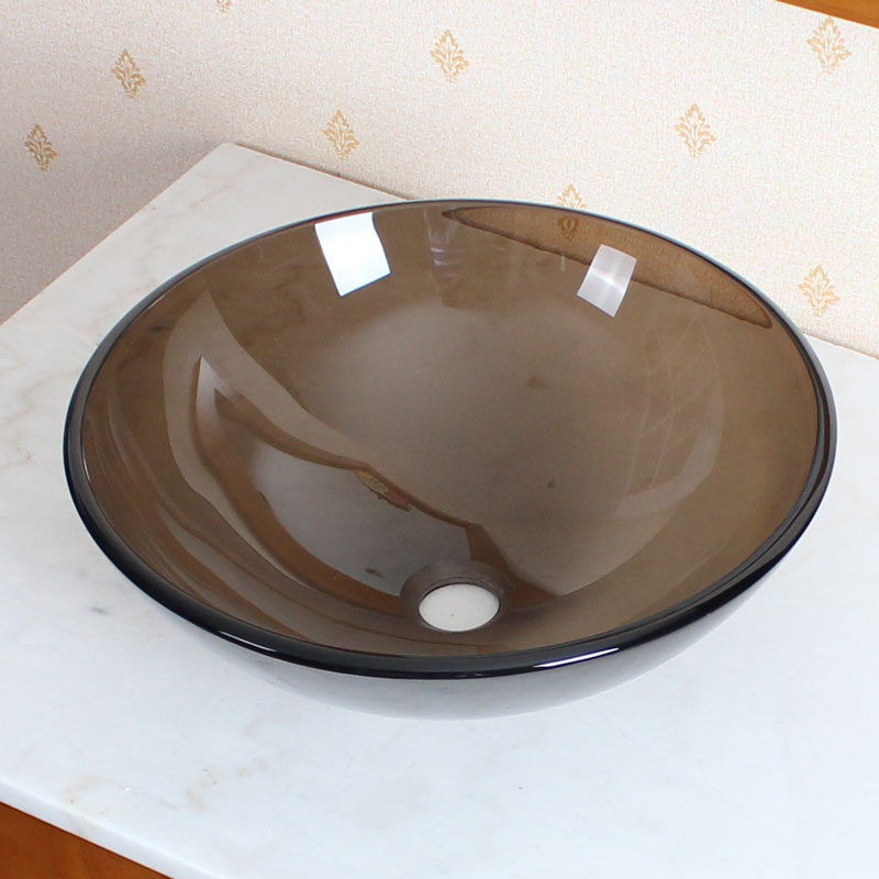 ELITE Natural Clear Brown tempered glass sink GD53