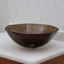 Load image into Gallery viewer, ELITE Modern Design Polygon Clear Brown Bathroom Glass Vessel Sink GD58
