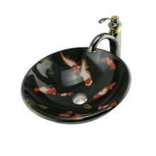 Load image into Gallery viewer, Double Layers Tempered Glass Sink with Goldfish Art Design GD85
