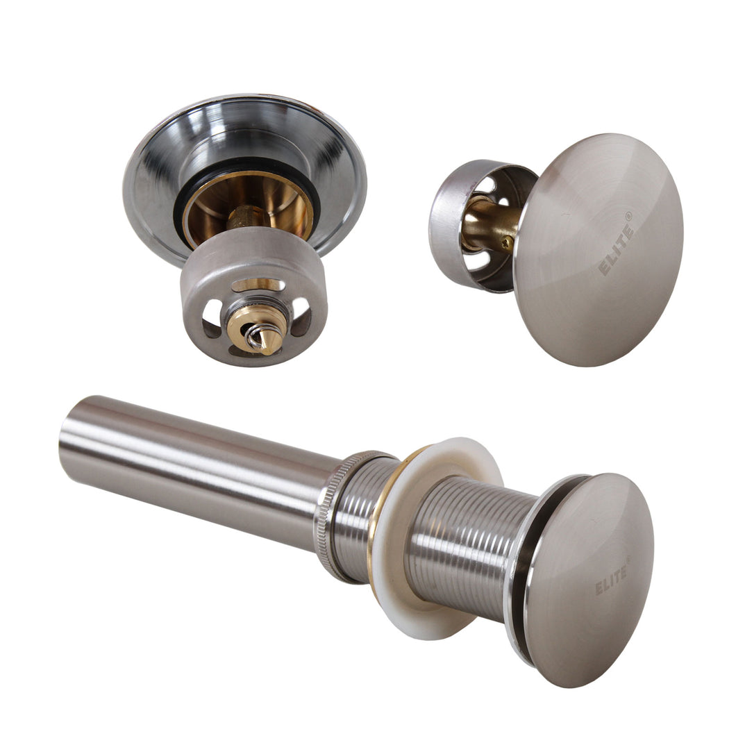 ELITE  Brushed Nickel Pop-Up Drain With Out Overflow P01BN