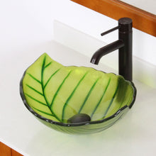 Load image into Gallery viewer, ELITE Spring Leaves Design Tempered Glass Bathroom Vessel Sink
