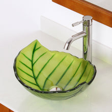Load image into Gallery viewer, ELITE Spring Leaves Design Tempered Glass Bathroom Vessel Sink
