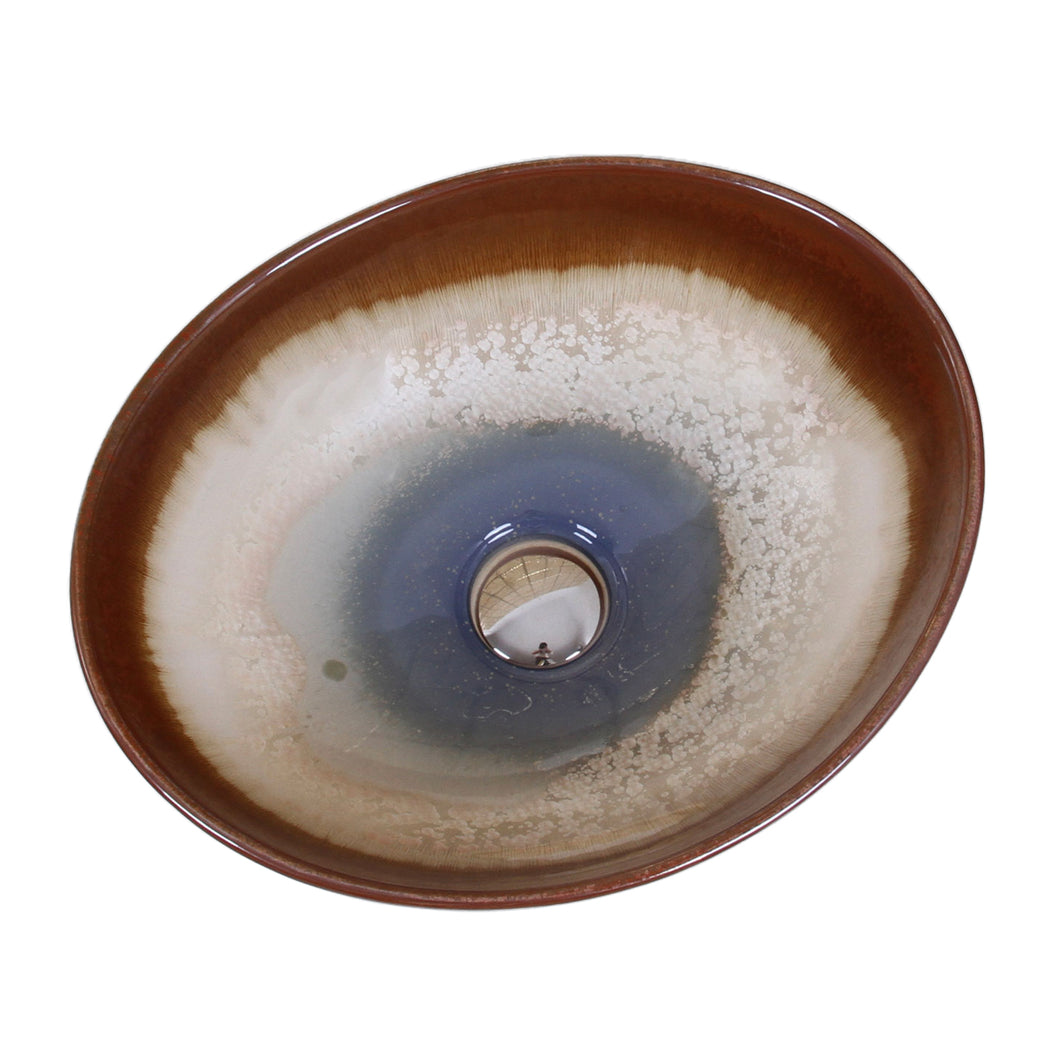 ELITE  Oval Multicolor Glaze Porcelain Bathroom Vessel Sink 1554