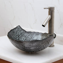 Load image into Gallery viewer, ELITE Winter Leaves Style Design Tempered Glass Bathroom Sink &amp; Single Lever Faucet Combo
