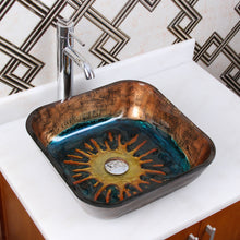 Load image into Gallery viewer, ELITE 1610 Square Volcanic Pattern Tempered Glass Bathroom Vessel Sink &amp; Single Lever Faucet

