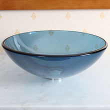 Load image into Gallery viewer, ELITE Clear Blue Tempered Bathroom Glass Vessel Sink GD10C
