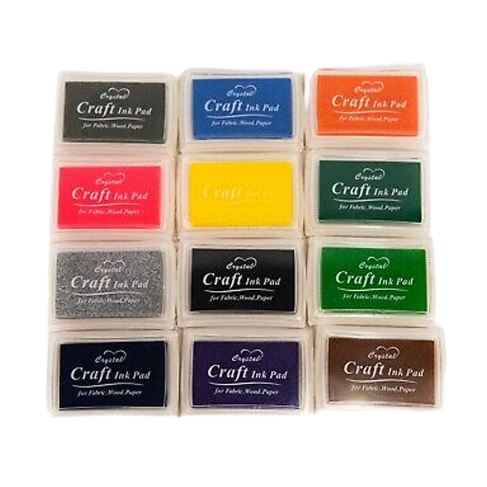 Craft Ink Pad Stamps Partner DIY Color for Stamps, Paper (Pack of 12)