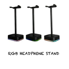 Load image into Gallery viewer, RGB Headphone Stand &amp; Power Strip 2 in 1 Desk Gaming Headset Holder

