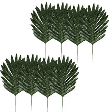 Load image into Gallery viewer, Auihiay 40 Pieces 6 Kinds Artificial Palm Leaves Tropical Palm Leaves with Stems
