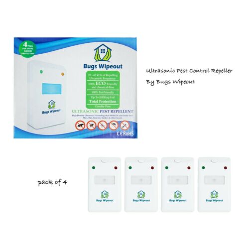 Ultrasonic Pest Control Repeller By Bugs Wipeout: 4 Eco-Friendly, Pet And Child