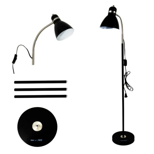 floor Lamp, Metal Standing Lamp with Adjustable Gooseneck, Heavy Metal Based